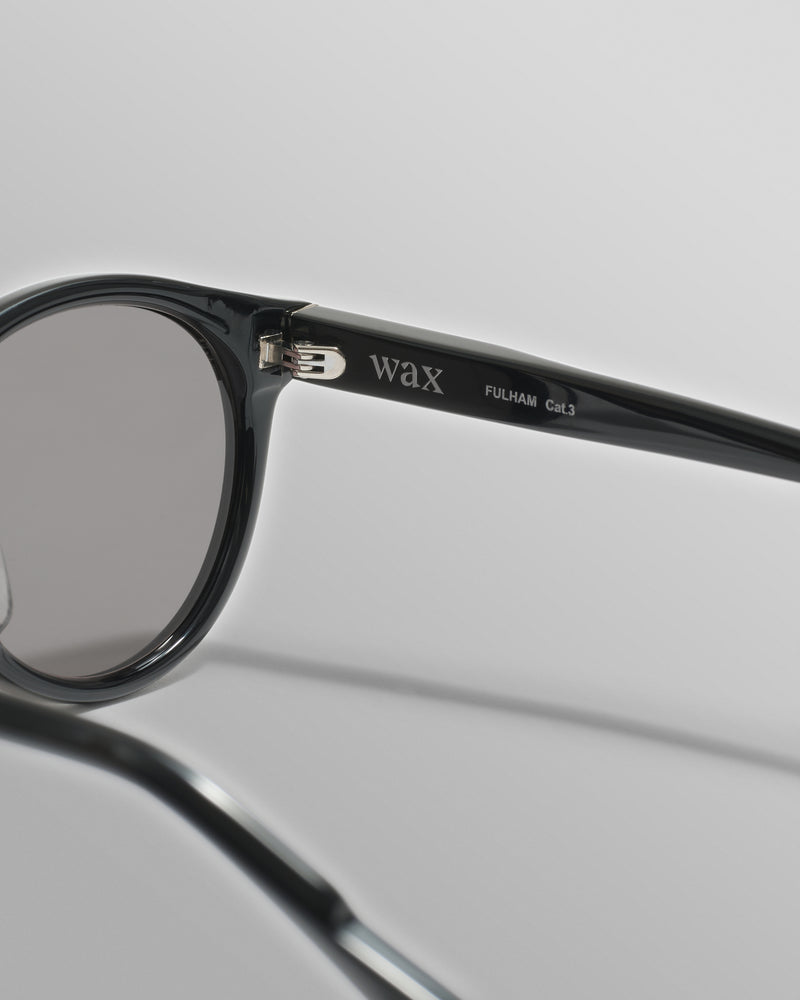 wax london Fulham - Black Acetate Round Sunglasses