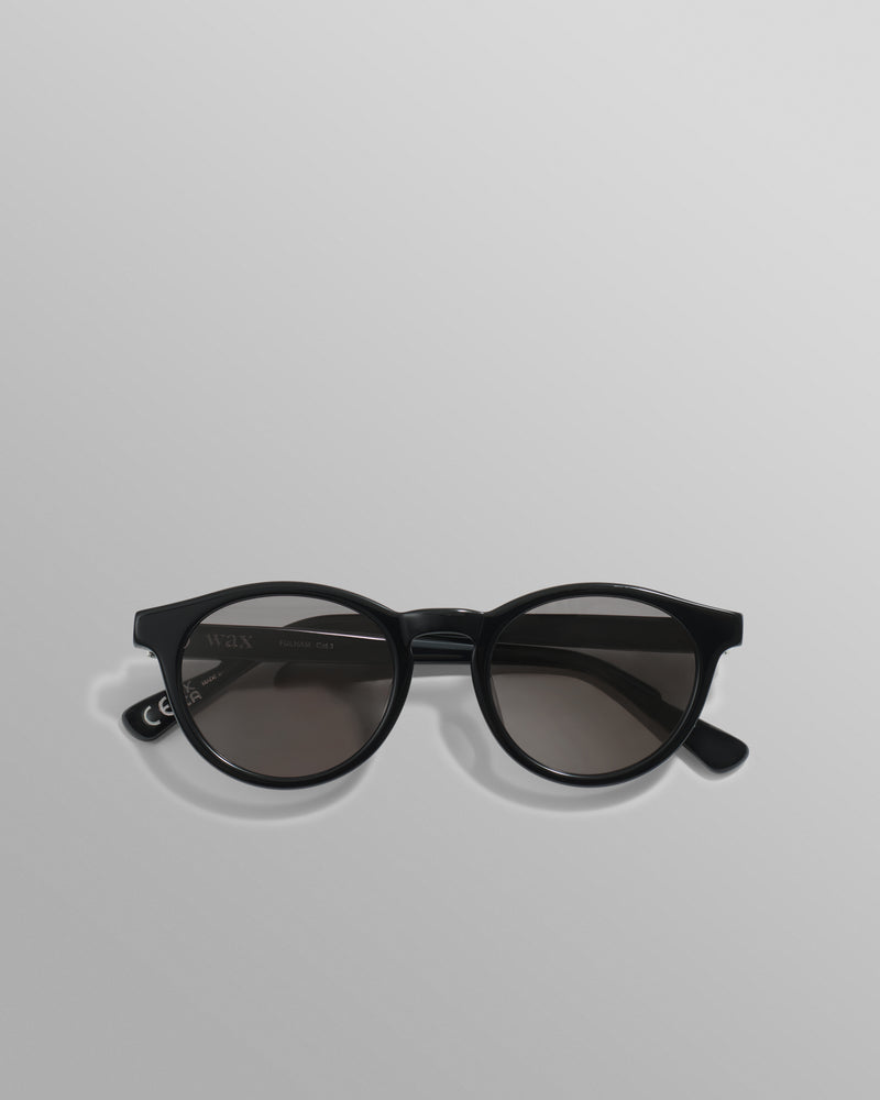 wax london Fulham - Black Acetate Round Sunglasses