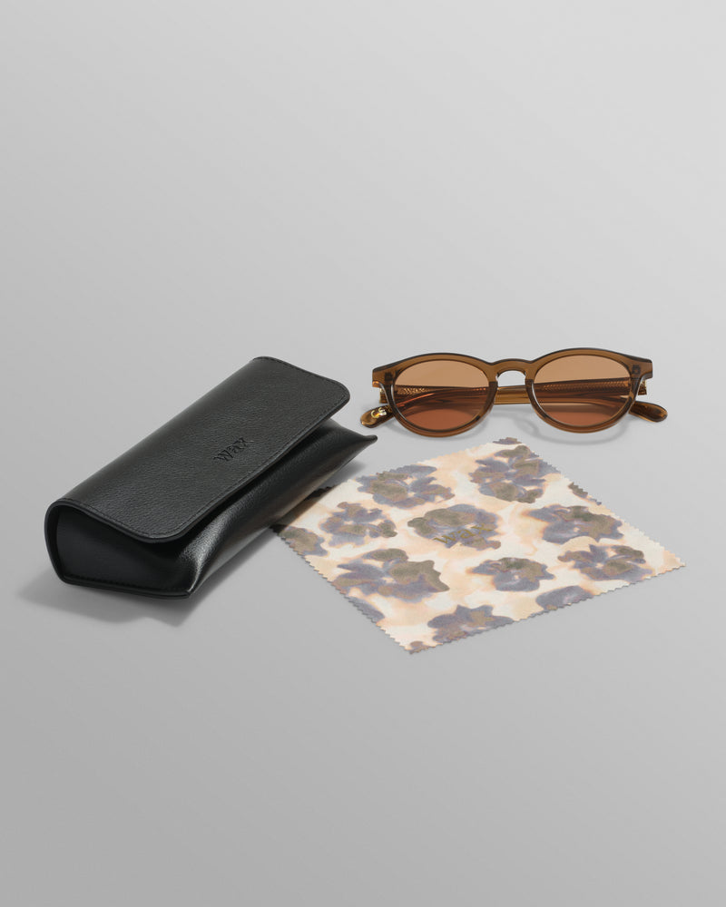 wax london men's Fulham - Treacle Brown Acetate Round Sunglasses