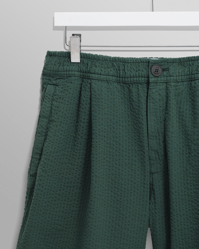 wax london Fuller - Forest Green Cotton Seersucker Shorts