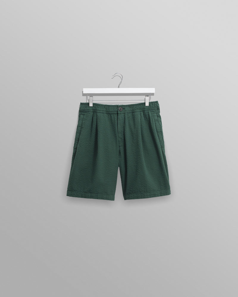 wax london Fuller - Forest Green Cotton Seersucker Shorts