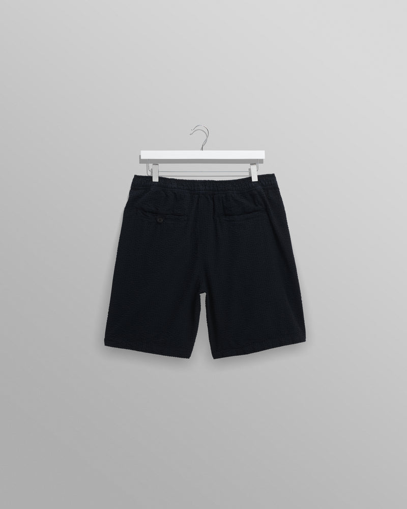 wax london Fuller - Navy Cotton Seersucker Shorts