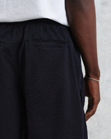 wax london Fuller - Navy Cotton Seersucker Shorts