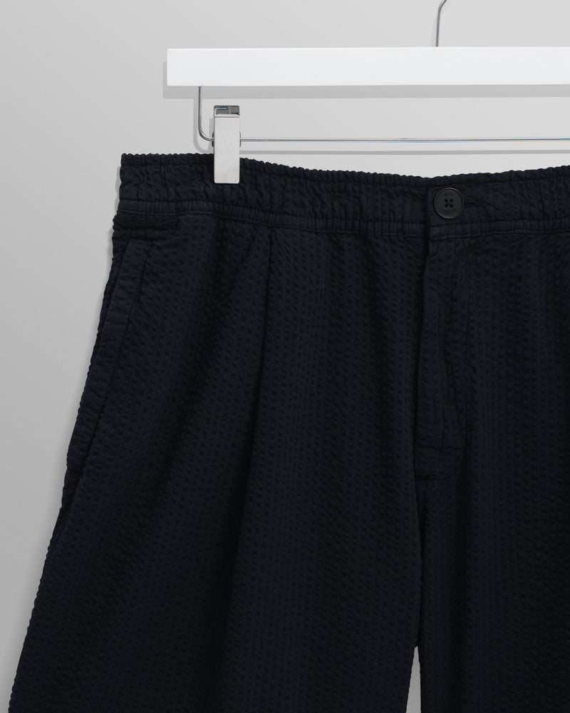 wax london Fuller - Navy Cotton Seersucker Shorts