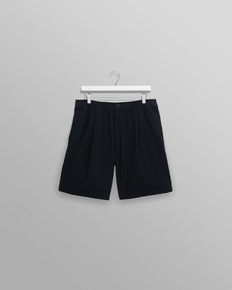 wax london Fuller - Navy Cotton Seersucker Shorts