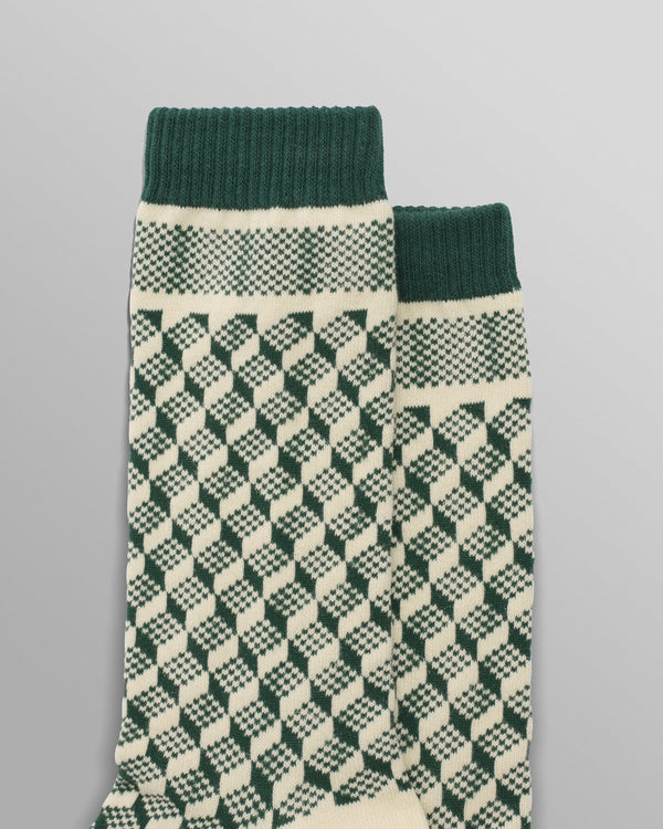 wax london Galway - Green Jacquard Chunky Sock