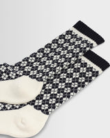 wax london men's Galway - Navy And Ecru Argyle Socks