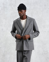 wax london Gekko - Charcoal Grey Pinstripe Wool Blazer