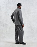 wax london Gekko - Charcoal Grey Pinstripe Wool Blazer