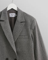 wax london Gekko - Charcoal Grey Pinstripe Wool Blazer