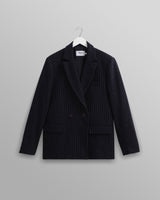 wax london Gekko - Navy Pinstripe Wool Blazer