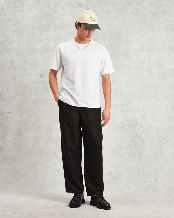 wax london men's Glencoe - Black Slub Weave Trousers