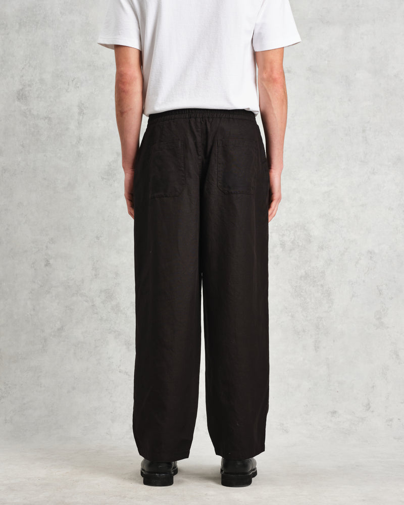 wax london Glencoe - Black Slub Weave Trousers