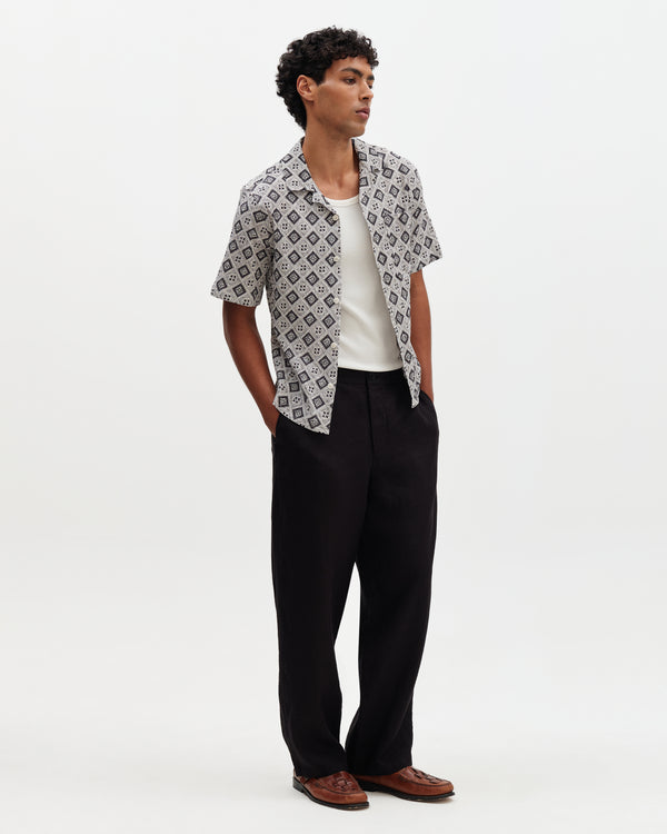 Glencoe - Black Washed Linen Loose Fit Trousers