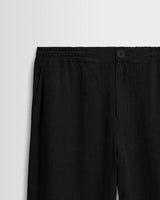 Glencoe - Black Washed Linen Loose Fit Trousers