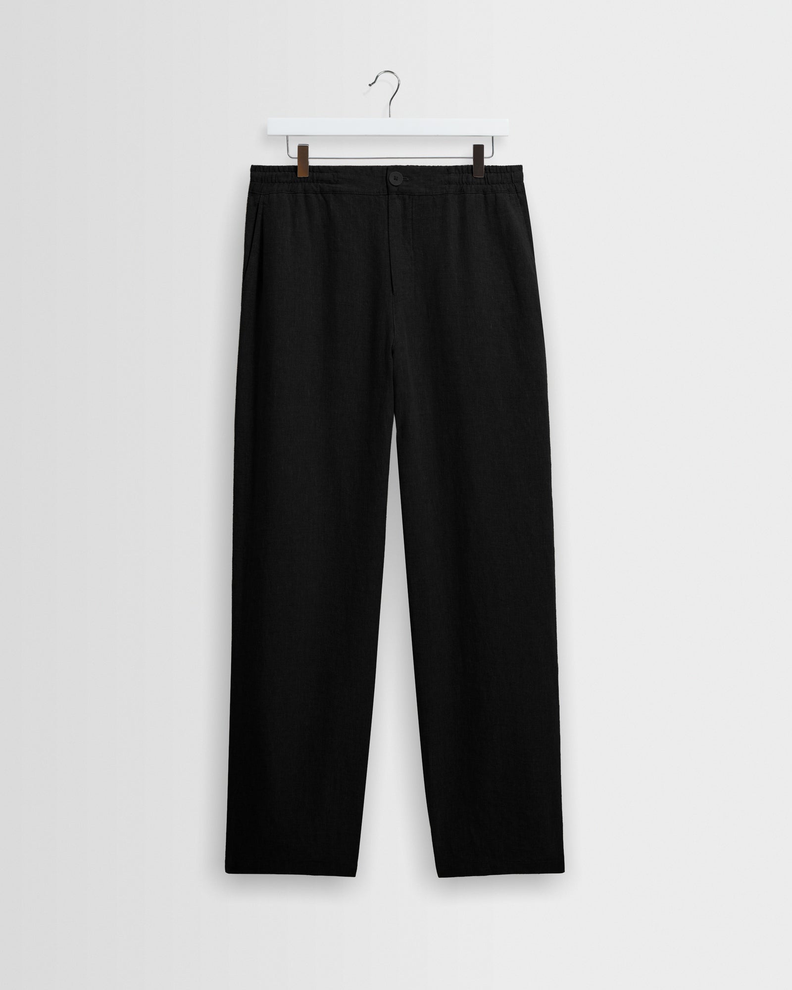 Men's Black Washed Linen Loose Fit Trousers | Wax London
