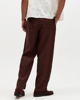Glencoe - Brown Washed Linen Loose Fit Trousers