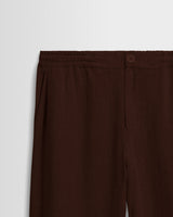 Glencoe - Brown Washed Linen Loose Fit Trousers