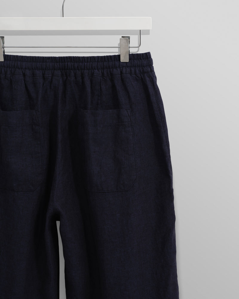 wax london Glencoe - Navy Two-Tone Linen Trousers