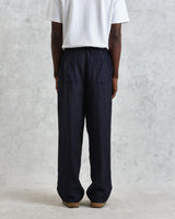 wax london Glencoe - Navy Two-Tone Linen Trousers
