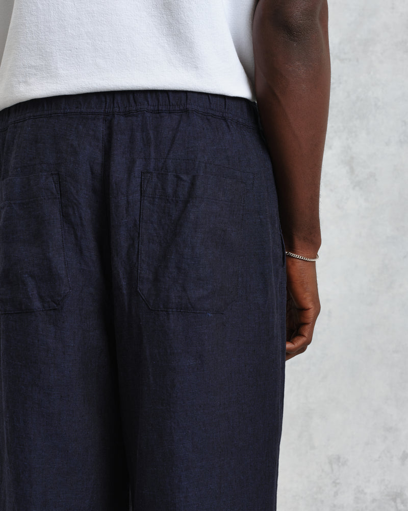 wax london Glencoe - Navy Two-Tone Linen Trousers