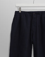 wax london Glencoe - Navy Two-Tone Linen Trousers