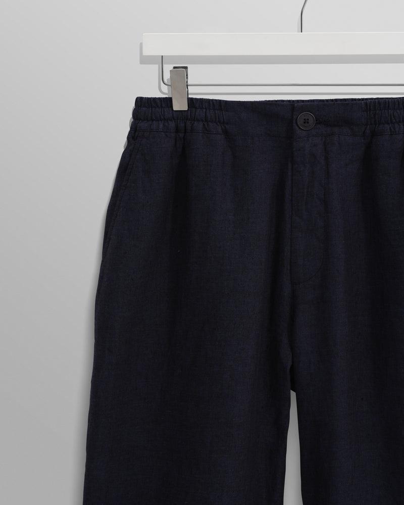 wax london Glencoe - Navy Two-Tone Linen Trousers