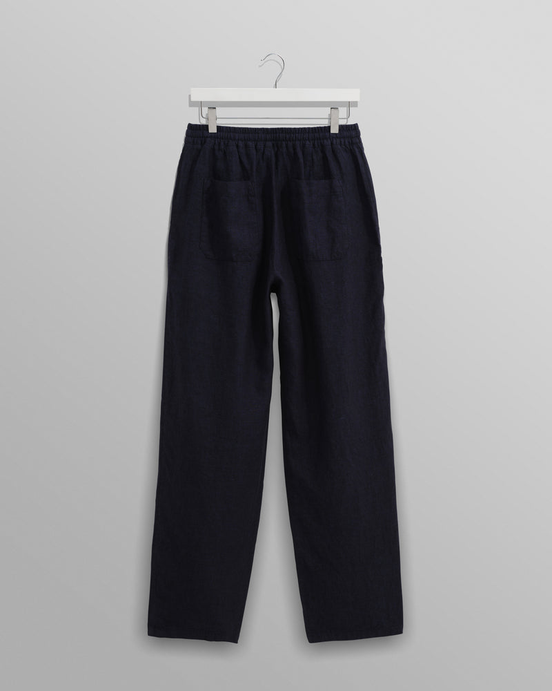 wax london Glencoe - Navy Two-Tone Linen Trousers