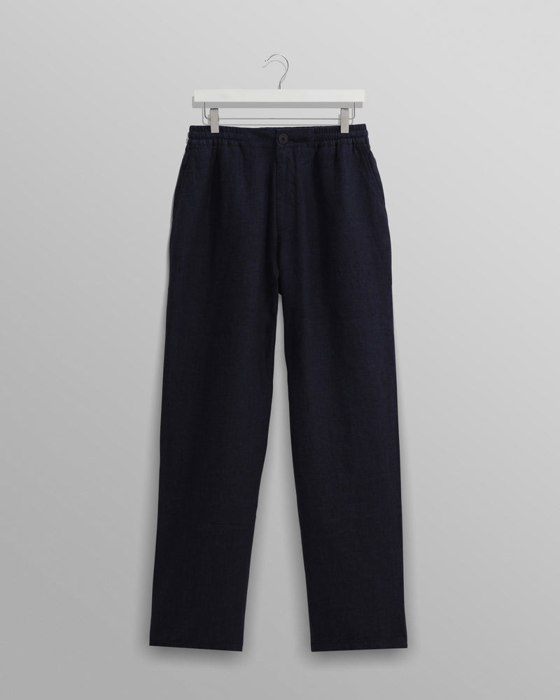 wax london Glencoe - Navy Two-Tone Linen Trousers