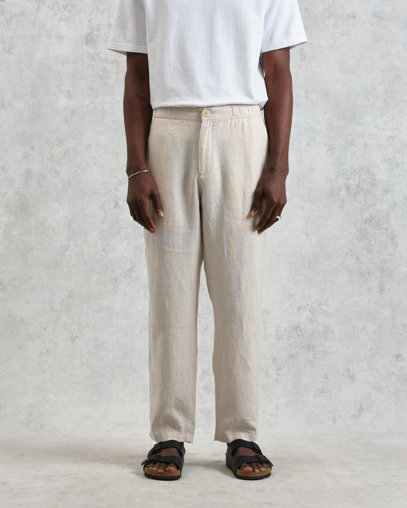 wax london Glencoe - Washed Beige Linen Trousers