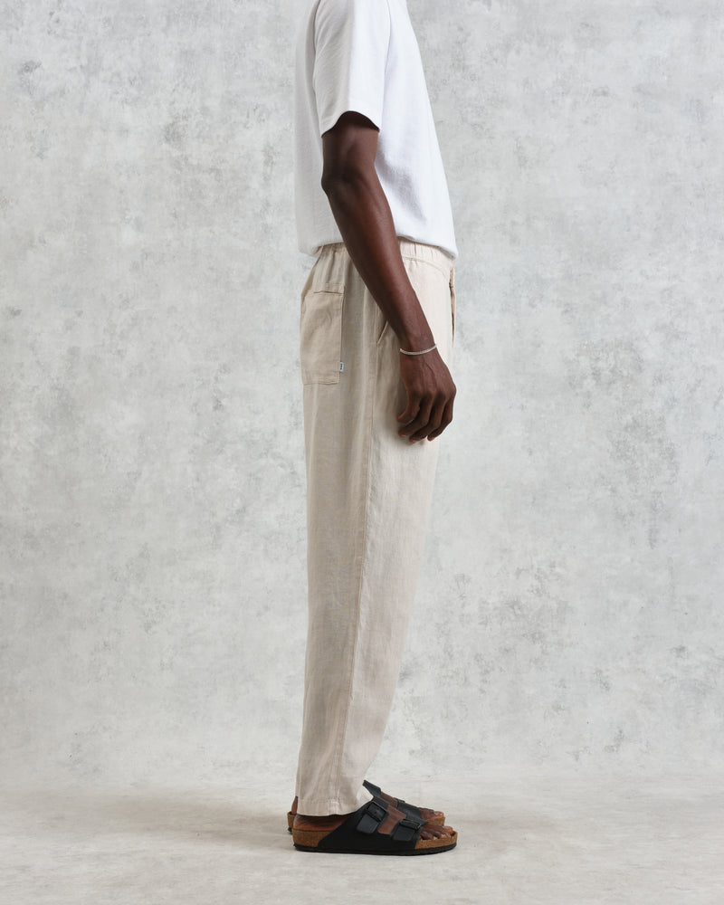 wax london Glencoe - Washed Beige Linen Trousers