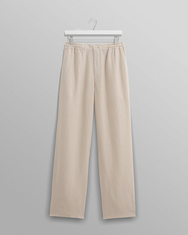 wax london men's Glencoe - Washed Beige Linen Trousers