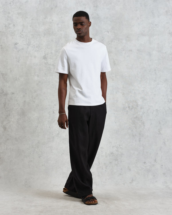 wax london men's Glencoe - Washed Black Linen Trousers