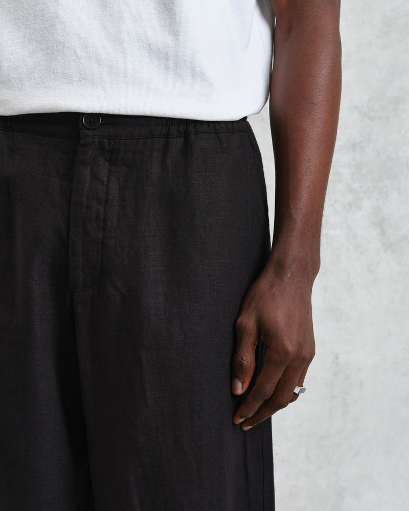 wax london Glencoe - Washed Black Linen Trousers