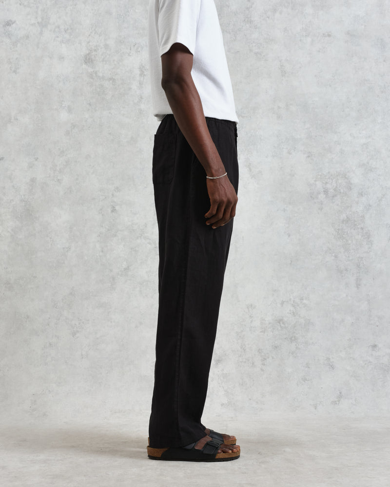 wax london Glencoe - Washed Black Linen Trousers