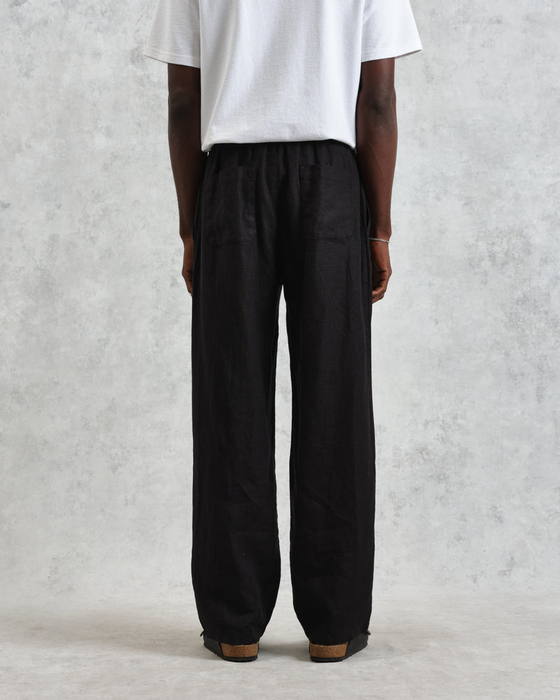 wax london Glencoe - Washed Black Linen Trousers