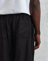 wax london Glencoe - Washed Black Linen Trousers