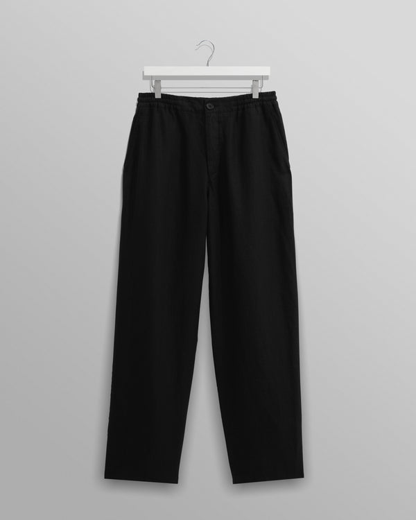 wax london men's Glencoe - Washed Black Linen Trousers