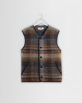 Gower - Oatmeal And Multicolour Check Wool Gilet
