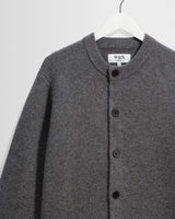 wax london men's Granby - Grey Ribbed Wool Cardigan