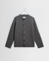 wax london men's Granby - Grey Ribbed Wool Cardigan
