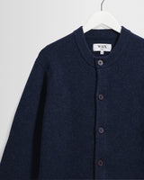 wax london men's Granby - Navy Ribbed Wool Cardigan