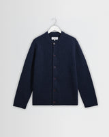 wax london men's Granby - Navy Ribbed Wool Cardigan