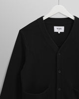wax london men's Guildford - Black Structured Waffle Cardigan