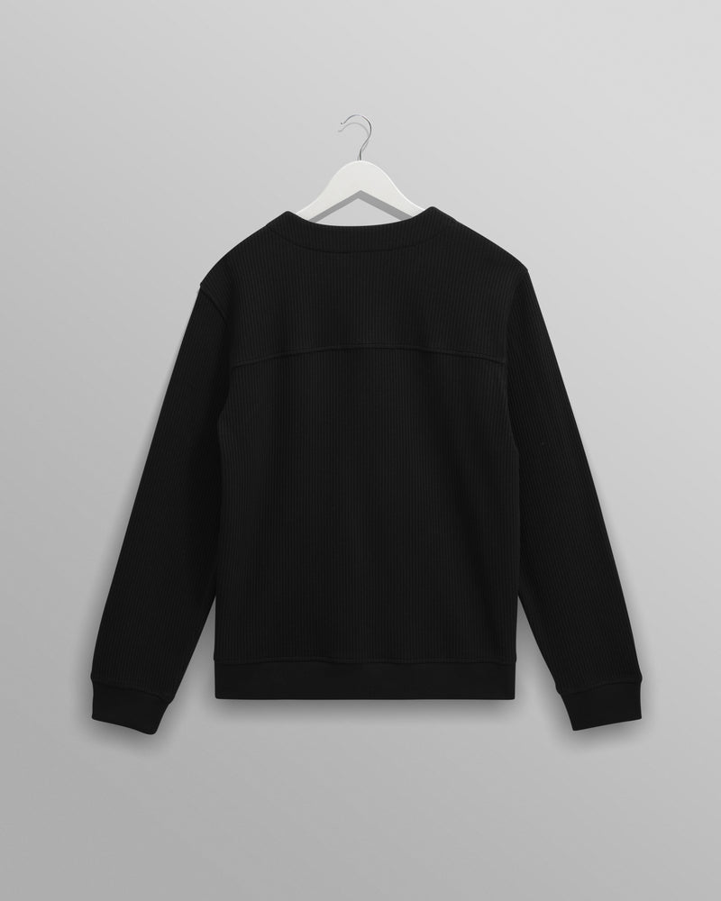 wax london men's Guildford - Black Structured Waffle Cardigan