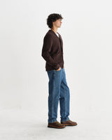 wax london men's Guildford - Dark Brown Structured Waffle Cardigan
