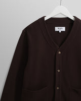 wax london men's Guildford - Dark Brown Structured Waffle Cardigan