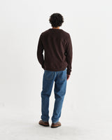 wax london men's Guildford - Dark Brown Structured Waffle Cardigan