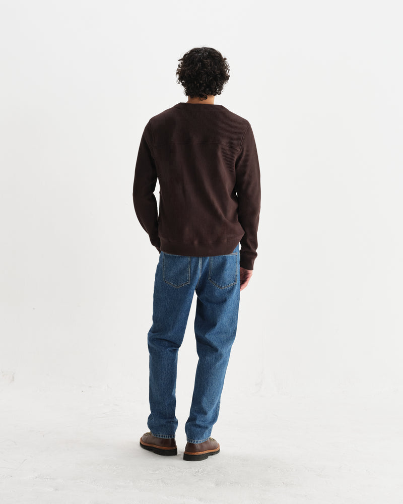 wax london men's Guildford - Dark Brown Structured Waffle Cardigan