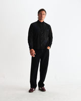 wax london men's Halcomb - Black And Multicolour Applique Corduroy Shirt